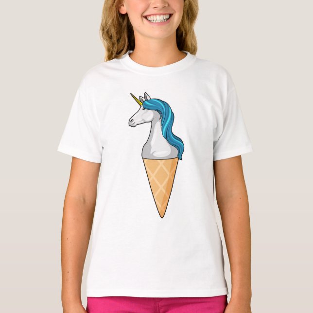 T-shirt Unicorne avec crème glacée gaufre (Devant)