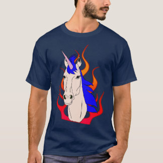 T-shirt Unicorne avec flammes