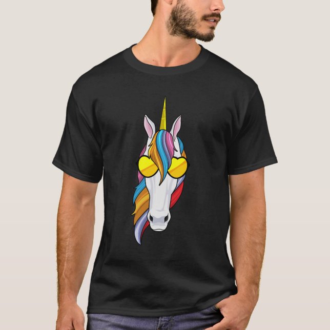 T-shirt Unicorne avec lunettes de soleil (Devant)