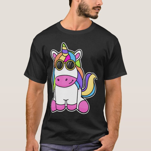 T-shirt Unicorne avec lunettes de soleil (Devant)