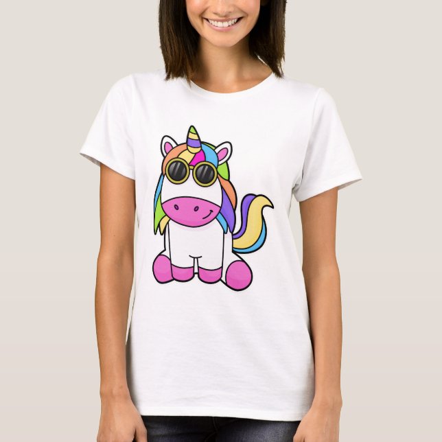 T-shirt Unicorne avec lunettes de soleil (Devant)