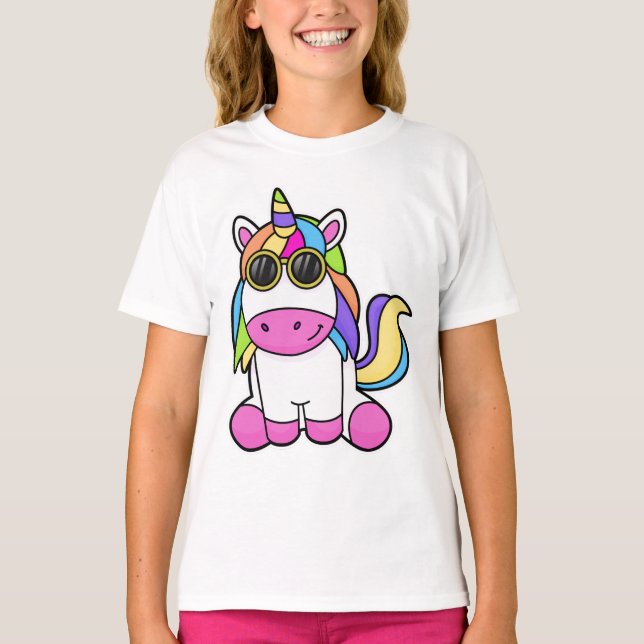 T-shirt Unicorne avec lunettes de soleil (Devant)