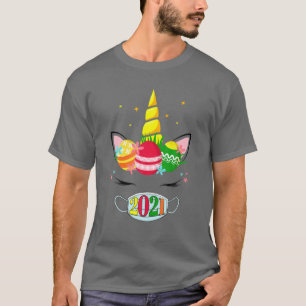 T-shirt Unicorne Avec Masque Visage Quarantine Chasse aux
