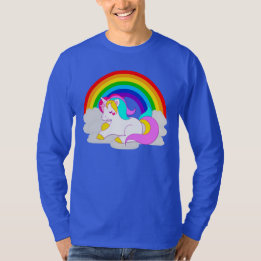 T-shirt Unicorne blanche sur Cloud Rainbow Homme's Long Sl