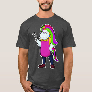 T-shirt Unicorne comme coiffeur avec ciseaux