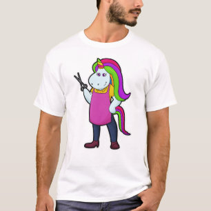 T-shirt Unicorne comme coiffeur avec ciseaux