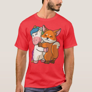 T-shirt Unicorne et Fo mignonne Animaux pour les femmes An