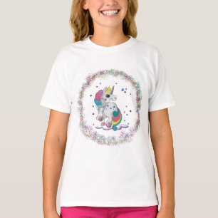 T-shirt Unicorne et Parties scintillant arc-en-ciel