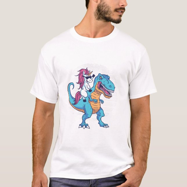 T-shirt Unicorne et T-Rex (Devant)