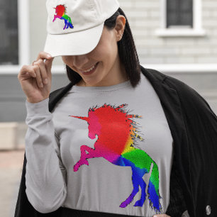 T-shirt Unicorne fière de design coloré en verre de tôle,