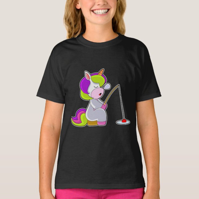 T-shirt Unicorne Fisher Fishing rod Fishing (Devant)