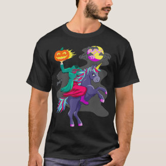 T-shirt Unicorne Halloween Horseman Citrouille Head G