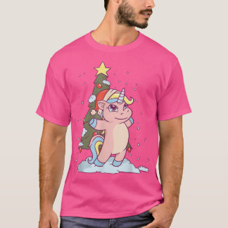 T-shirt Unicorne magique avec arbre de Noël 