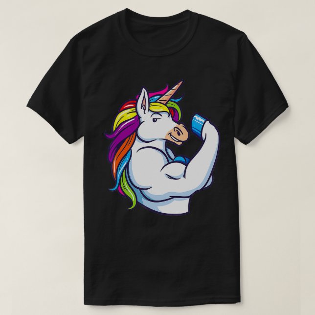 T-shirt Unicorne Musculaire Funny Magique Fitness Bodybuil (Design devant)