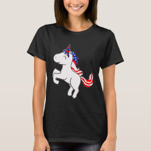 T-shirt Unicorne Off White Patriotic USA Drapeau Mane Cart