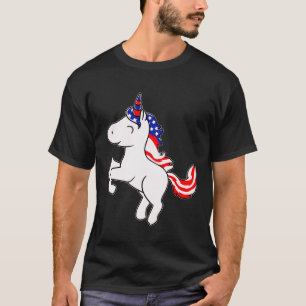 T-shirt Unicorne Off White Patriotic USA Drapeau Mane Cart