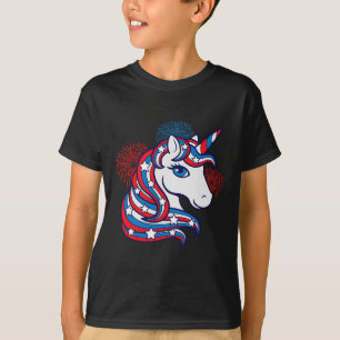 T-shirt Unicorne Patriotique 4 juillet Chemise Pour Filles