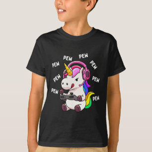 T-shirt Unicorne Pew Pew Unicorns Lover jeu vidéo Gamer Gi