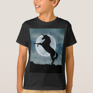 T-shirt Unicorne Silhouette Pleine lune Ciel de nuit, ZKOA