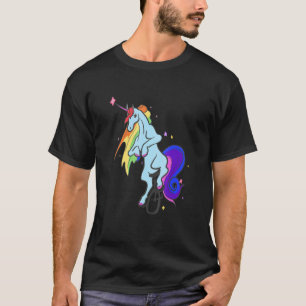 T-shirt Unicorne Sur Un Jeu Visuel Unicycle