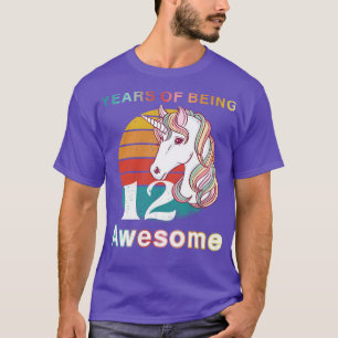 T-shirt Unicorne vintage 12 Année d'être stupéfiant 12ème