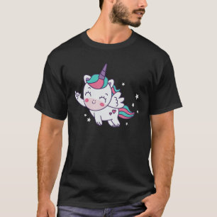 T-shirt Unicorne Volant Donner Doigt Drôle Rétro Unicornes