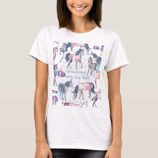 T-shirt Unicornes Are My Life - Galaxy Confetti Aquarelle