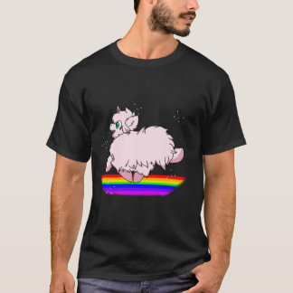 T-shirt Unicornes Fluffy Rose Dansant sur Rainbows Feat. F