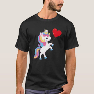 T-shirt Unicorns With Heart Balloon Valentines Day Love Bo