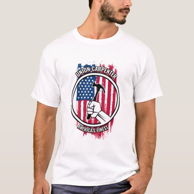 T-shirt Union Carpenter Gift Fier Américain Qualifié (Devant)