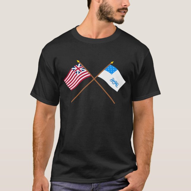 T-shirt Union grande croisée et drapeaux de régiment de RI (Devant)