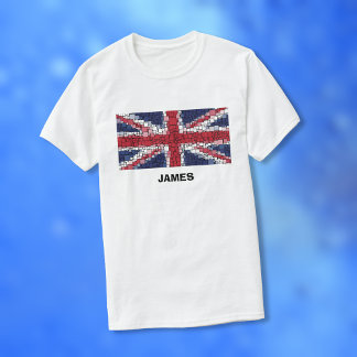 T-shirt Union Jack Flag Mosaic Design (Texte noir)