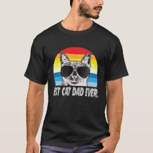 T-shirt Unique  Cute Best Cat Dad Ever Vintage Retro Sunse