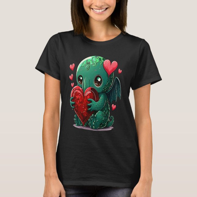 T-shirt Unique Cute Cthulhu Valentines Day (Devant)