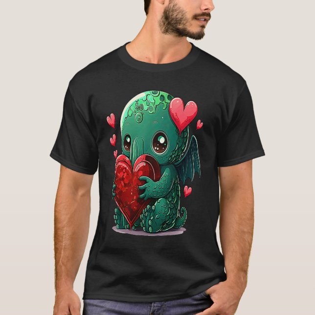 T-shirt Unique Cute Cthulhu Valentines Day (Devant)