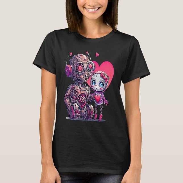 T-shirt Unique Cute Robot Valentines Day (Devant)