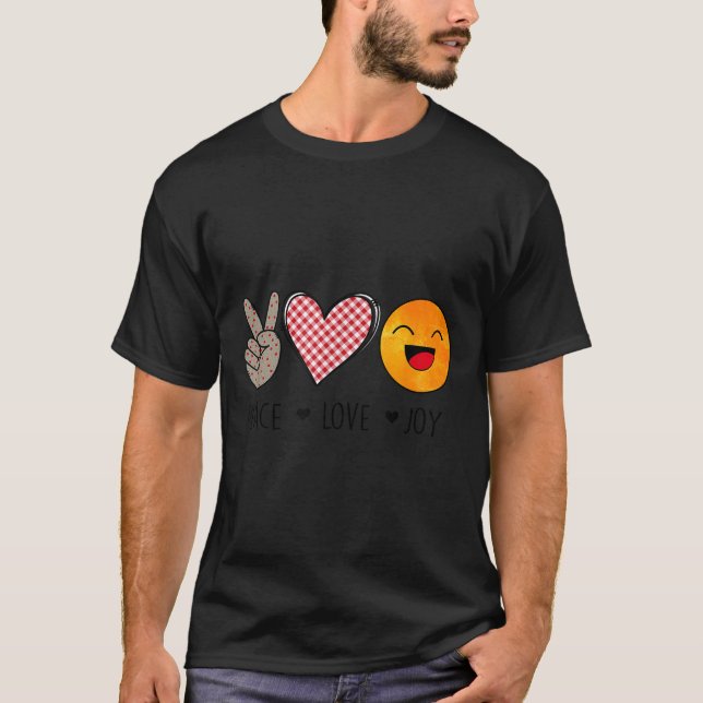 T-shirt Unique Design Peace Love Joy Hapness Motivational  (Devant)