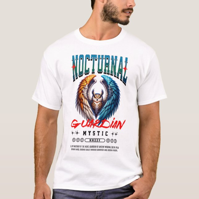 T-shirt Unique Elegant Mystic Owl Cool Artwork Design (Devant)