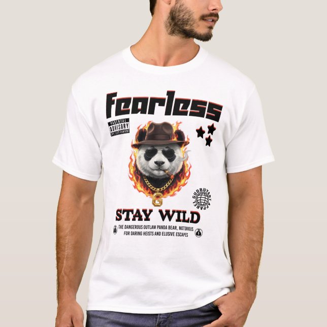 T-shirt Unique Gangster Panda Urban Streetwear Artworkt (Devant)
