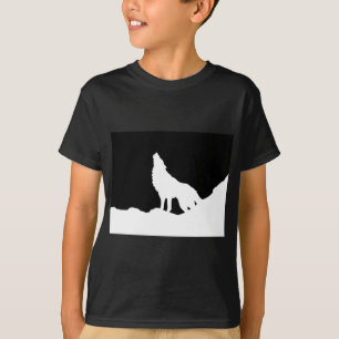 T-shirt Unique Noir & Blanc Pop Art Wolf Silhouette