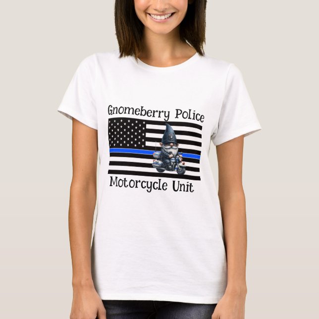 T-shirt Unité de motocyclette Gnome Police personnalisée (Devant)