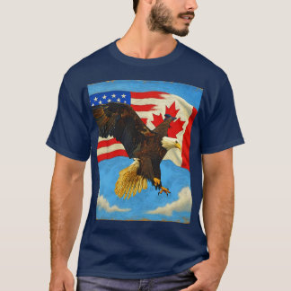 T-shirt Unité - Drapeau du Canada, Drapeau américain et Ai