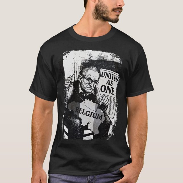 T-shirt United as One - Belgique Black & White Grunge (Devant)