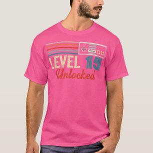T-shirt Unlocked Level 15 Birthday Boy Video Game Controll