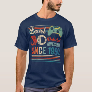 T-shirt Unlocked Level 30 Birthday 30 Year Old Video Game