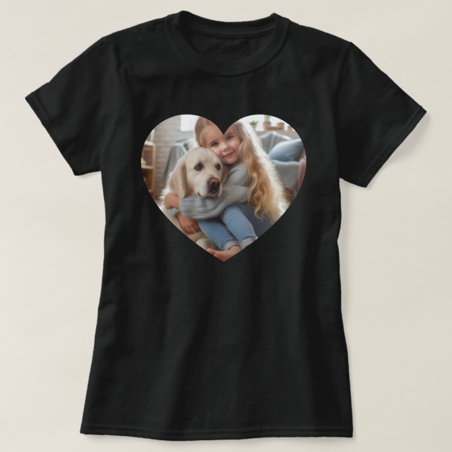 T-shirt Upload Personalized Photo Gift Child Dog Pet Heart (Design devant)
