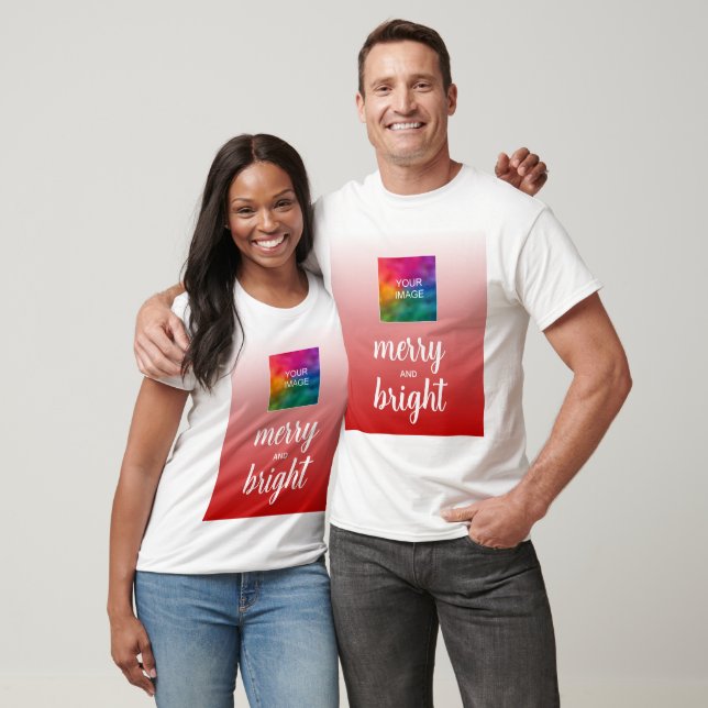 T-shirt Upload Photo or Logo Christmas Merry And Bright (Unisexe)
