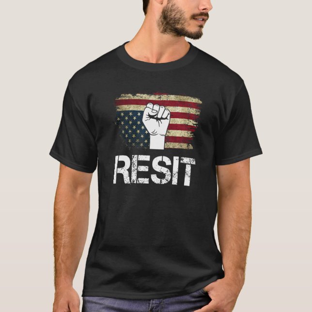 T-shirt Upside Down American Flag Resist Establishment   (Devant)