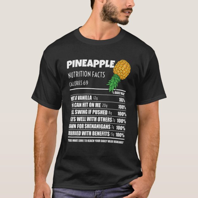 T-shirt Upside Down Pineapple Pineapple Nutrition Facts Sw (Devant)