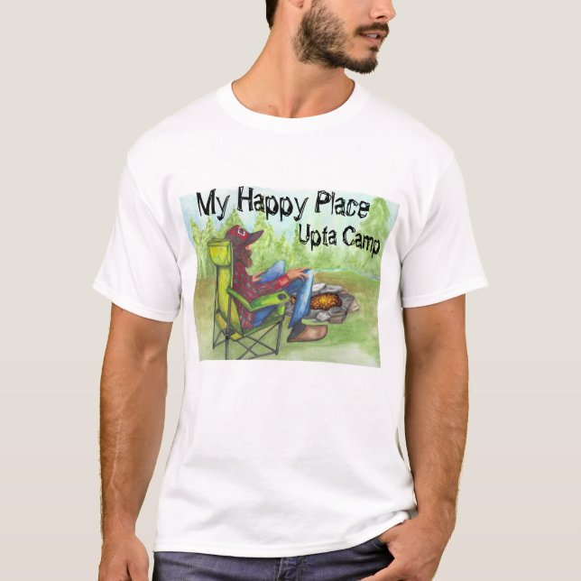 T-shirt "Upta Camp" assis au feu du camp My Happy Place (Devant)